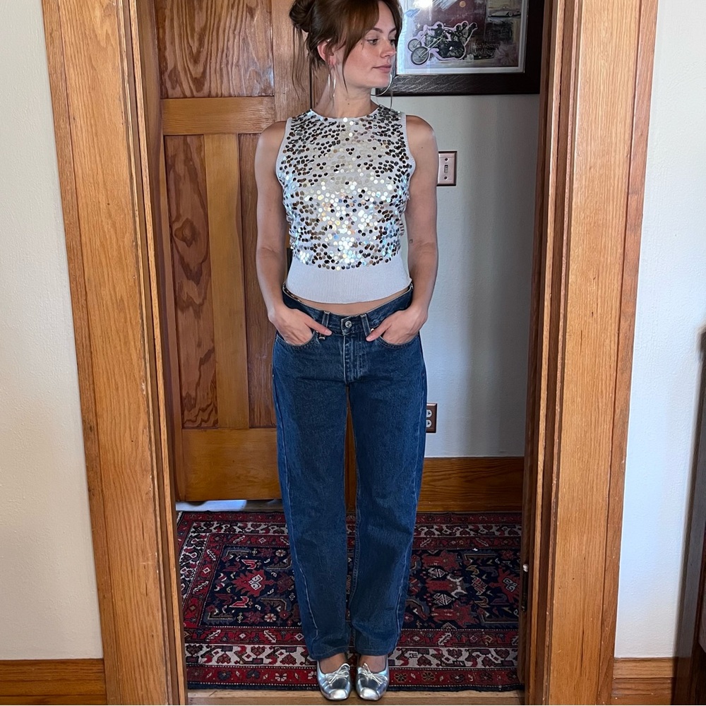 Grey sequin tank top